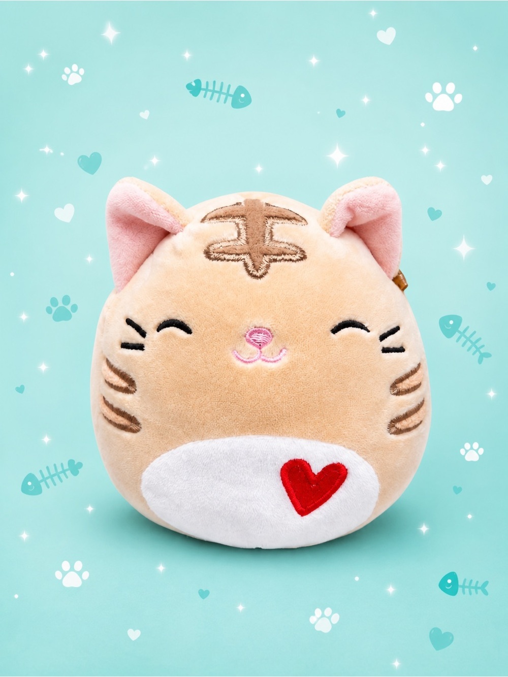 🧸 2/$38 SQUISHMALLOWS Cat Plush 5” Mini Stuffed Animal Heart Detail Cute Kawaii